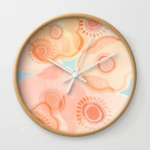 Trendy Flowers in Peach Wall Clock