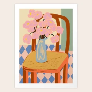 FLOWERS ON A CHAIR Art Print