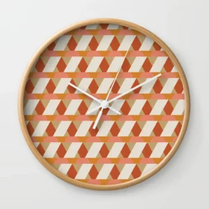 Geometric orange seamless repeat pattern Wall Clock
