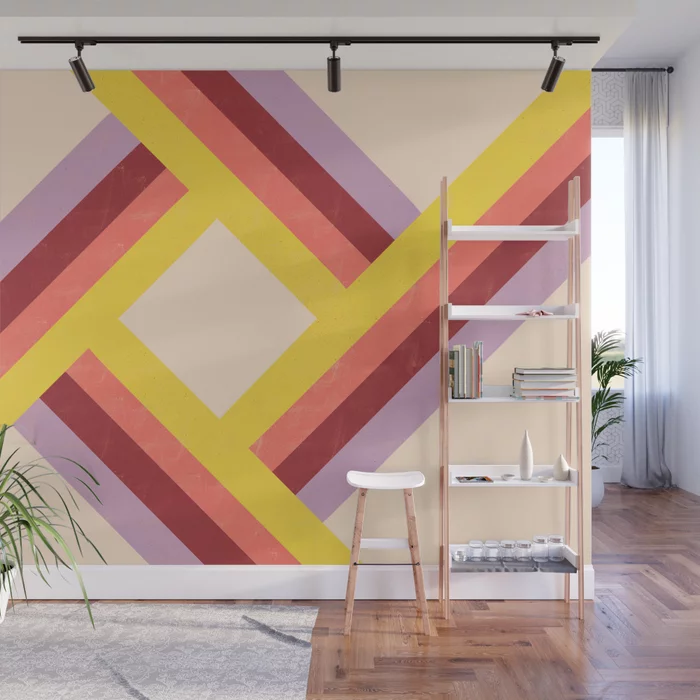 70s mod lines and diamonds Wall Mural