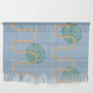 Abstract Fields in Blue-Grey & Green Wall Hanging